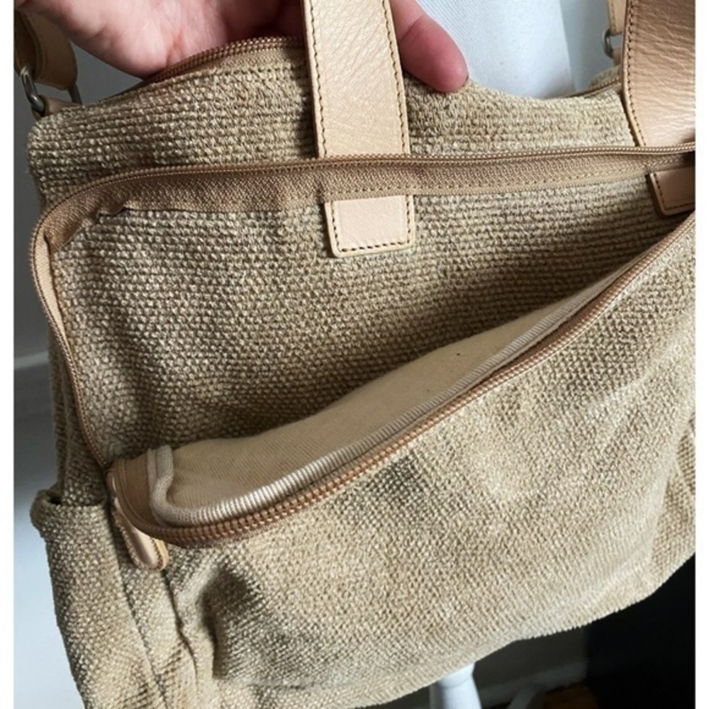Furla • Tan Woven Vintage Crossbody Messenger Bag - Picture 8 of 9